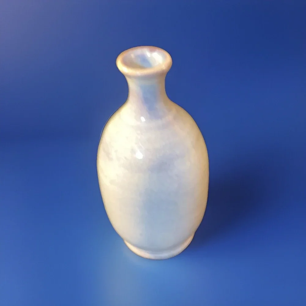 Art Pottery Vase Handmade Artist‎ Signed Grey Blue Cerulean 6.25